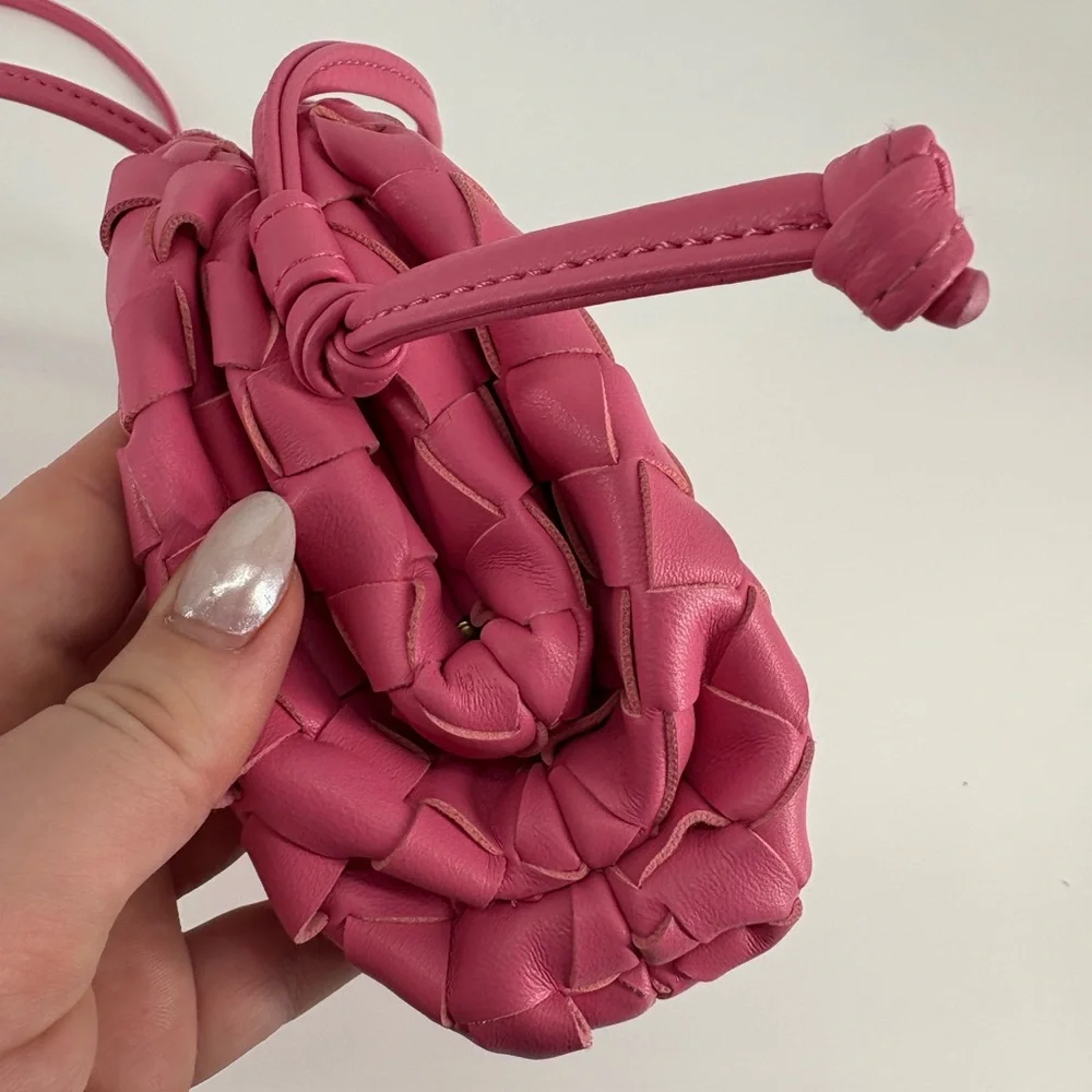 Bottega Veneta The Pouch Mini Intrecciato Leather Crossbody Clutch Pink